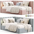 Modern Stylish Sofa Bed with Pink Blue Color Options Pillows and Blanket