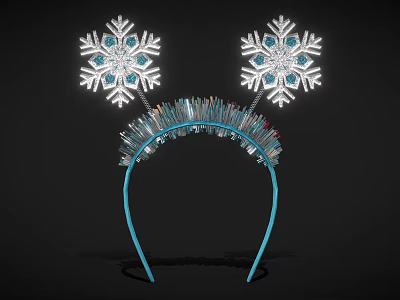 Sparkly Blue Winter Headband With Snowflake Decorations And Glittery Trim 3d model