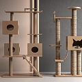 Modern Cat Nest Cat Climbing Rack Cat Food 3d model