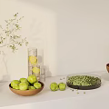 Fruits Displayed On Table With Minimalist Background And Natural Light