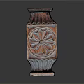 Intricately Carved Wooden Decorative Vase With Square Base And Floral Patterns