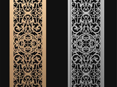 Decorative Wall Panels With Intricate Gold And Silver Ornate Patterns 3d model