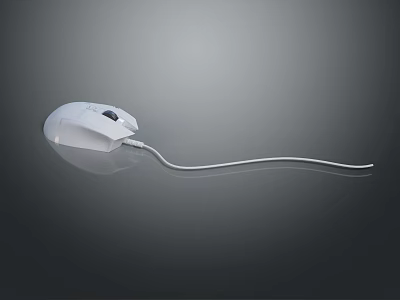 White Wired Computer Mouse With Smooth Cable For Laptop And Desktop Use 3d model