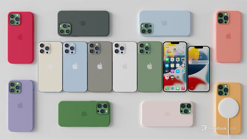 Apple Smartphones Various Color Options Multiple Models Camera Design And Screen 3d model 