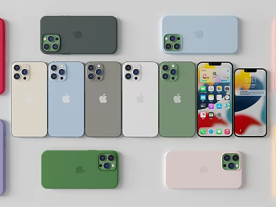 Apple Smartphones Various Color Options Multiple Models Camera Design And Screen 3d model