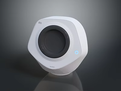 White Hexagonal AI Electronic Device Featuring Modern Design And Blue Indicator On Sleek Surface 3d model