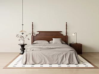 Silent Middle Ancient Double Bed 3d model