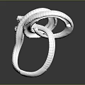 White Coiled Snake 3D Printed Model Featuring Small Animal Head Sculpture Design 3d model