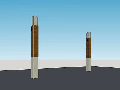 Modern Outdoor Lights with Wooden and White Pillar Design in Exterior Setting 3d model