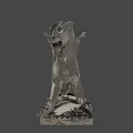 Game and Movie Fantasy Character Black Winged Mythical Creature Sculpture with Detailed Texture
