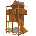 Wooden Kids Play Tower With Swings Slide And Second Floor Platform