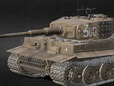 Powerful Tiger Tank With Number 509 And Tracks 3d model