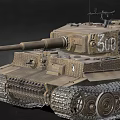 Powerful Tiger Tank With Number 509 And Tracks 3d model