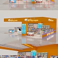 Orange Themed Russian Imported Food Mall Store With Shelves And Products