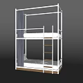 Modern Bunk Bed With White Frame Ladder And Lower Sleeping Area 3d model