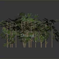 Lush Green Plants With Wooden Trunks Lush Foliage And Yellow Accents