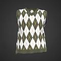 Fashionable Green And White Argyle Pattern Knitted Vest For Casual Outfits