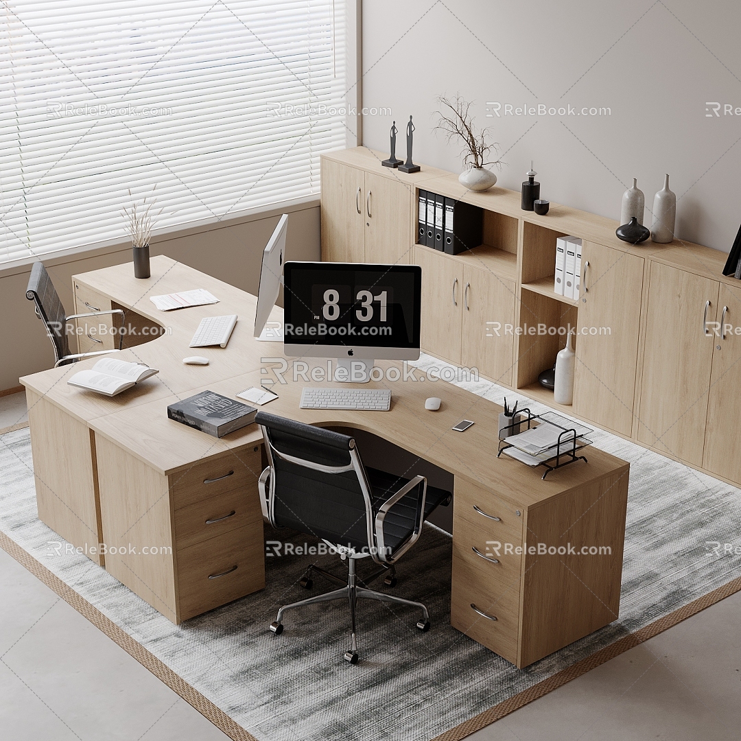 Office desk and chair combination 3d model