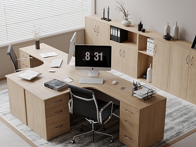 Office desk and chair combination 3d model