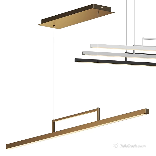 Modern Linear Chandeliers With Gold Black White Metal Frames For Interior Decor 3d model 