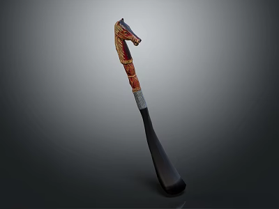 Decorative Horse Head Shaped Spoon With Colorful Painted Body And Patterned Handle 3d model