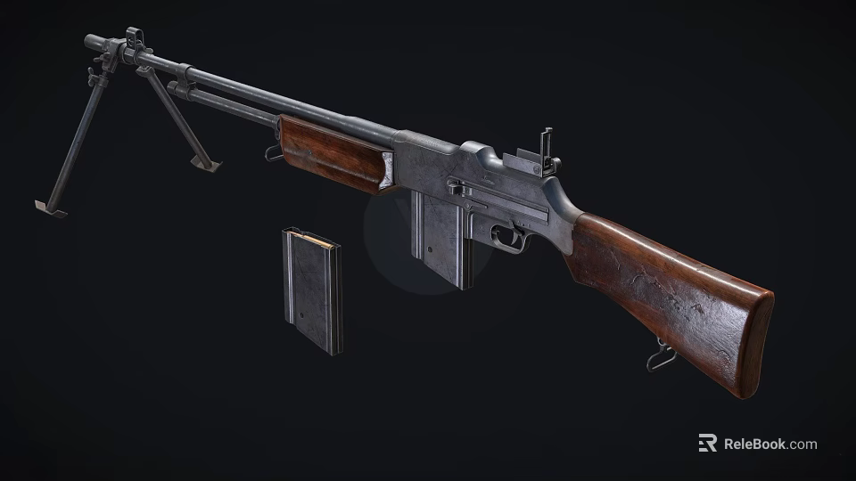 Vintage Rifle With Wooden Stock Metal Components And Detachable Magazine Classic Design 3d model 
