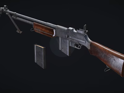 Vintage Rifle With Wooden Stock Metal Components And Detachable Magazine Classic Design 3d model