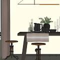 Wooden Dining Table Set With Stools Table Runner Vase With Greenery Tableware And Candles