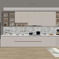 Modern Kitchen Interior With White Cabinets Wooden Floors And Hexagonal Tile Backsplash 3d model