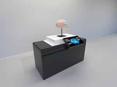 Commercial Equipment With Black Cabinet White Pedestal Brain Model And Touchscreen 3d model