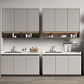 Modern Bathroom Cabinetry Design With Double Sinks Upper Storage And Toiletries