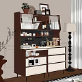 Modern Middle-Ancient Style Sideboard Decoration Floor Lamp Sideboard 3d model