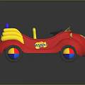 Red Children's Play Car Furniture With Yellow Blue Seats Colorful Wheels And WEEHA Lettering