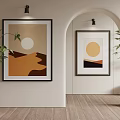 Minimalist Landscape Paintings With Abstract Desert And Sunset Scenes In Modern Room