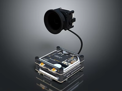 Electronic Module With Integrated Camera Lens And Data Interface Cable Components 3d model