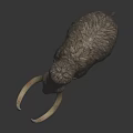 Woolly Mammoth Sculpture With Long Curved Tusks And Shaggy Fur On Dark Background