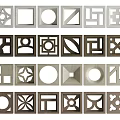 Architectural Decorative Grilles Featuring Various Geometric Patterns And Metal Shapes 3d model