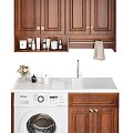 American solid wood bathroom cabinet 3d model