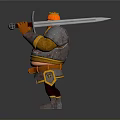 Cartoon Knight Character With Golden Crown Silver Armor Sword And Kingdom Emblem