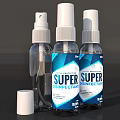Super Disinfectant Spray Bottles With Clear Plastic Containers And Labels