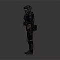 Man In Camouflage Uniform With Helmet Goggles And Tactical Gear