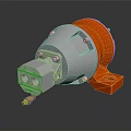 Industrial Mechanical Component Silver And Orange Metal With Connection Ports And Base For Machinery Applications