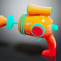 Vibrant Colorful Toy Weapon With Orange Red Teal Design And Playful Grip