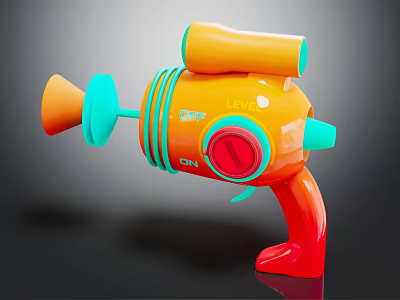 Vibrant Colorful Toy Weapon With Orange Red Teal Design And Playful Grip 3d model