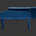 Hand Painted Blue Mini Piano with Decorative Artwork and White Black Keys
