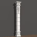 Classic White Roman Column With Intricate Carved Details And Elegant Design Elements