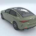 Green Modern Sedan With Sunroof Yellow Front Accents And Black Silver Alloy Wheels