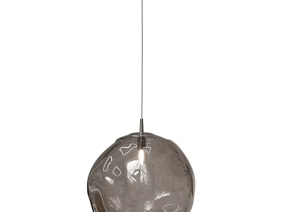 Modern Gray Glass Spherical Chandelier With Hanging Metal Wire Minimalist Design 3d model