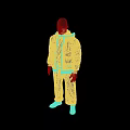 Model Wearing Black Puffer Jacket With Hoodie Black Pants And Sneakers 3D Full Body