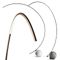 Modern Floor Lamp With Curved Metal Frame And Spherical Light Shade Design